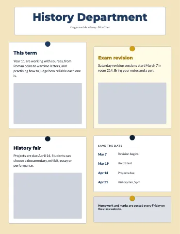 High school bulletin board newsletter template