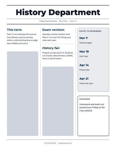 High school three-column newspaper class newsletter template