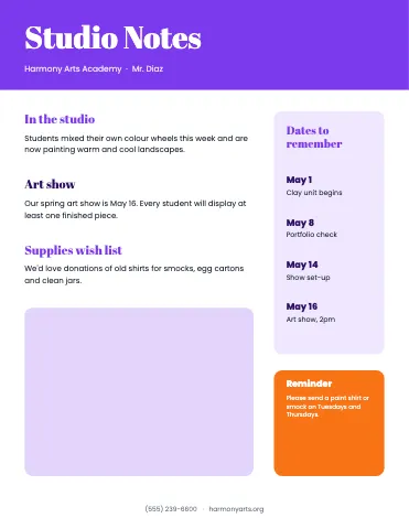Art & music class classic newsletter template