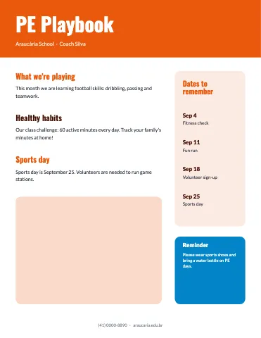 PE & health classic newsletter template