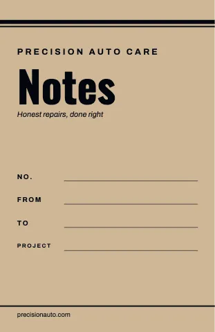 Auto repair field book notebook template
