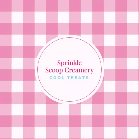 Ice cream shop gingham round pillow template