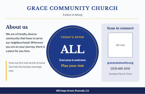 Church & community about & offer placemat template