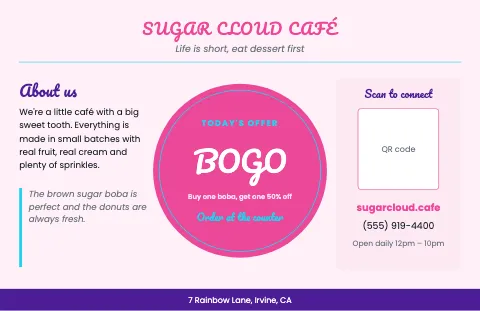 Desserts & boba about & offer placemat template