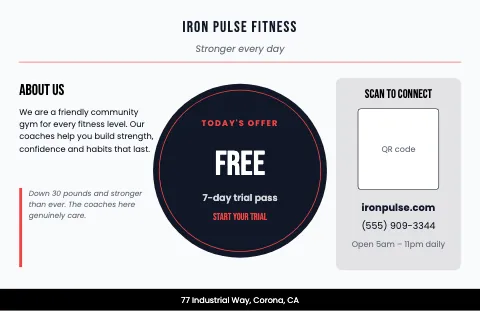 Fitness & gym about & offer placemat template