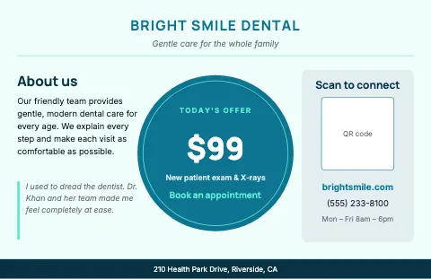 Medical & dental about & offer placemat template