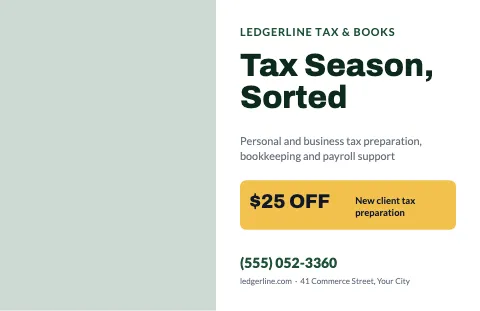 Accounting & tax promo placemat template
