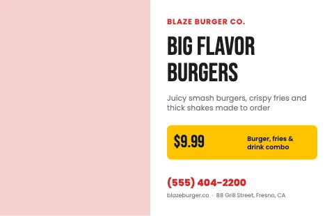 Burger joint promo placemat template