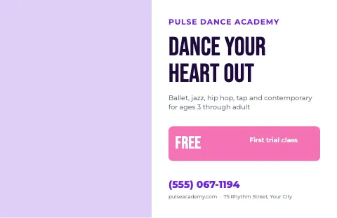 Dance studio promo placemat template