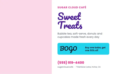 Desserts & boba promo placemat template