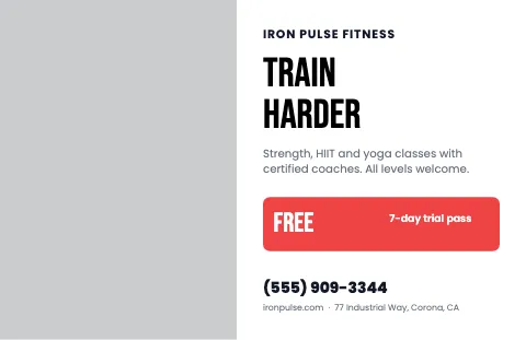 Fitness & gym promo placemat template