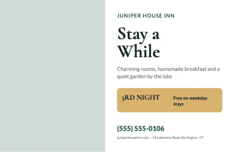 Hotel & B&B promo placemat template