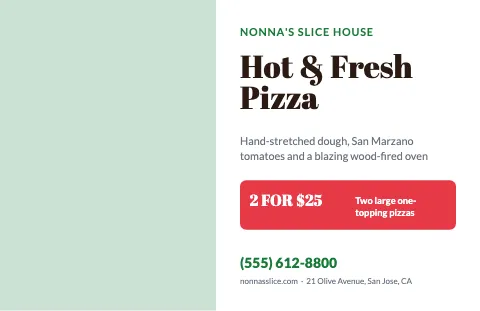 Pizzeria promo placemat template