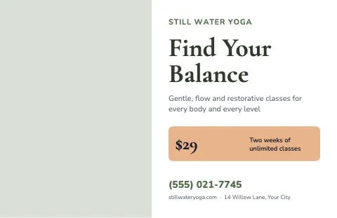 Yoga studio promo placemat template
