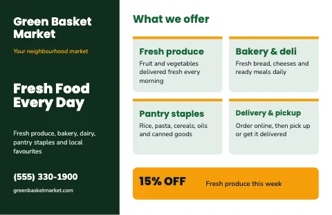 Grocery & market services placemat template