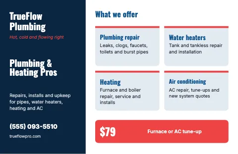 Plumbing & HVAC services placemat template