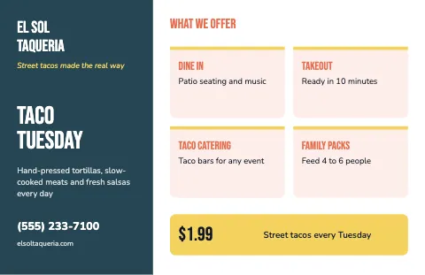Taqueria services placemat template