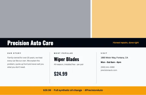 Auto repair panorama placemat template