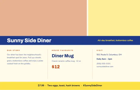 Breakfast diner panorama placemat template