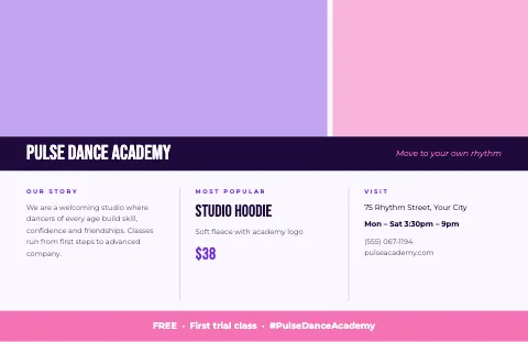 Dance studio panorama placemat template