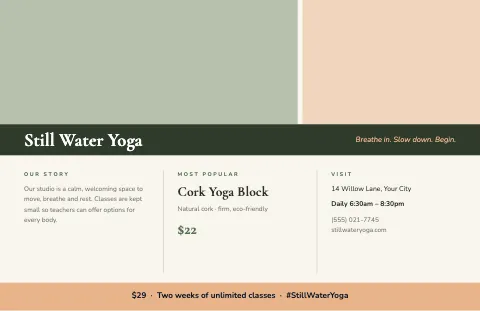 Yoga studio panorama placemat template