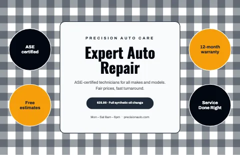Auto repair picnic check placemat template