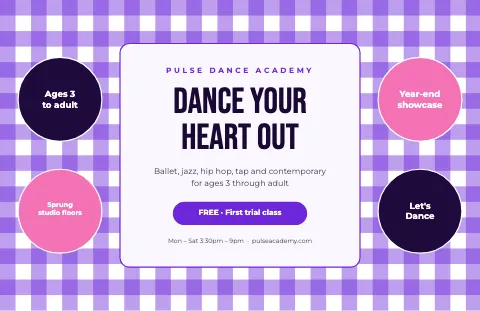 Dance studio picnic check placemat template