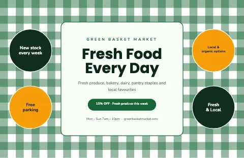 Grocery & market picnic check placemat template