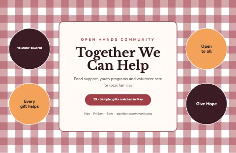 Nonprofit & charity picnic check placemat template