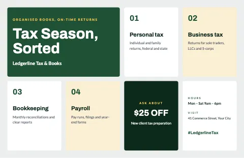 Accounting & tax info tiles placemat template