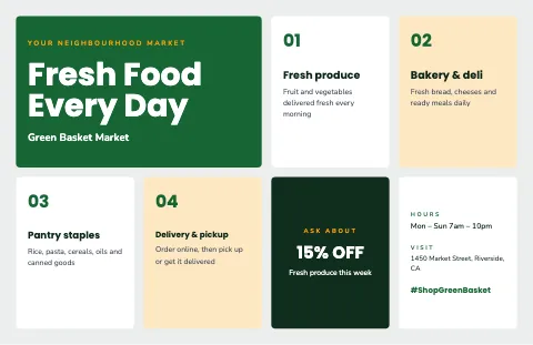 Grocery & market info tiles placemat template