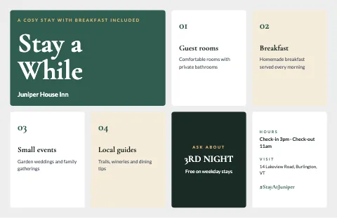 Hotel & B&B info tiles placemat template