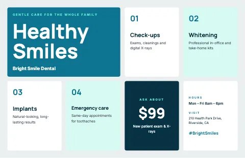 Medical & dental info tiles placemat template