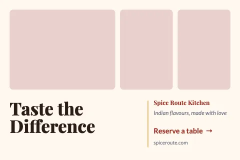 Indian restaurant photo grid postcard template