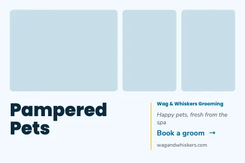 Pet grooming photo grid postcard template