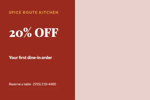 Indian restaurant offer postcard template