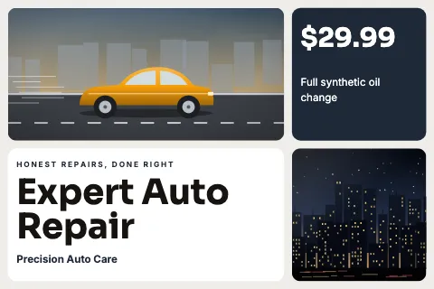 Auto repair bento grid postcard template