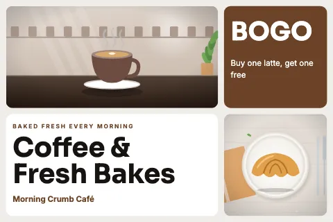 Café & bakery bento grid postcard template