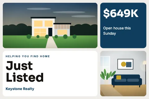 Real estate bento grid postcard template