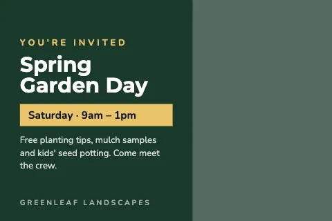 Landscaping invitation postcard template