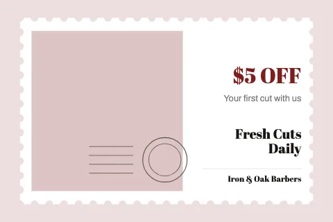 Barbershop postage stamp postcard template