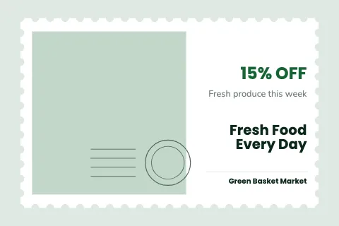 Grocery & market postage stamp postcard template
