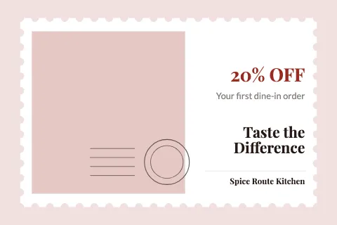 Indian restaurant postage stamp postcard template