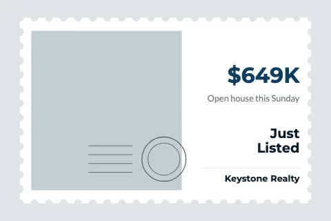 Real estate postage stamp postcard template