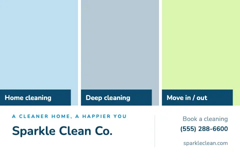 Cleaning services photo trio postcard template