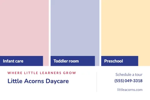 Daycare & preschool photo trio postcard template