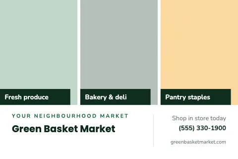 Grocery & market photo trio postcard template