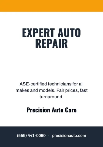 Auto repair announcement sign template