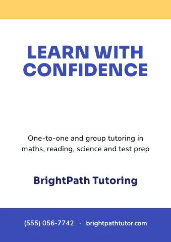Tutoring announcement sign template