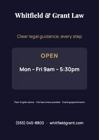 Law firm hours & info sign template